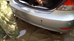 Хендай Солярис седан, установка парктроника ,без снятия бампера.