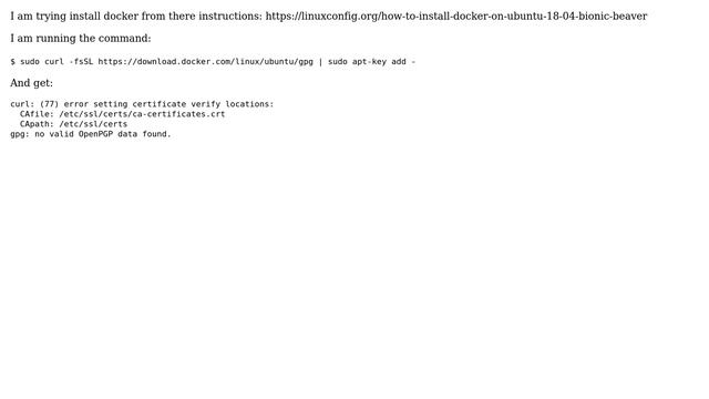 Can't install docker, ca problems with curl смотреть онлайн
