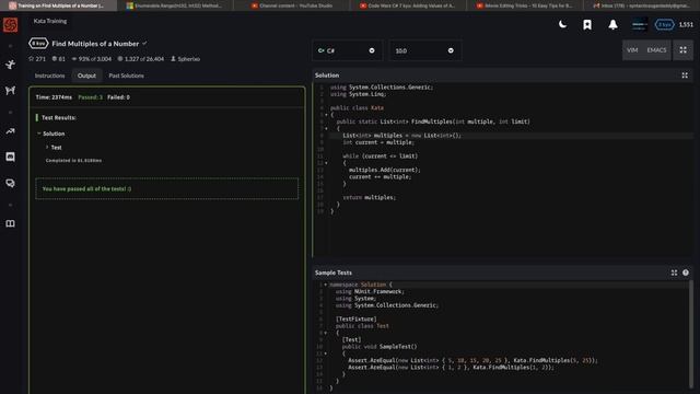 Code Wars C# 8 kyu: Find Multiples of a Number смотреть онлайн
