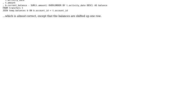 Databases: PostgreSQL: Calculate balance working backwards from current balance (2 Solutions!!) смотреть онлайн