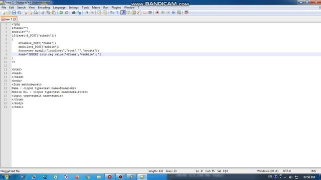Insert Data into MySQL database using PHP with xampp смотреть онлайн