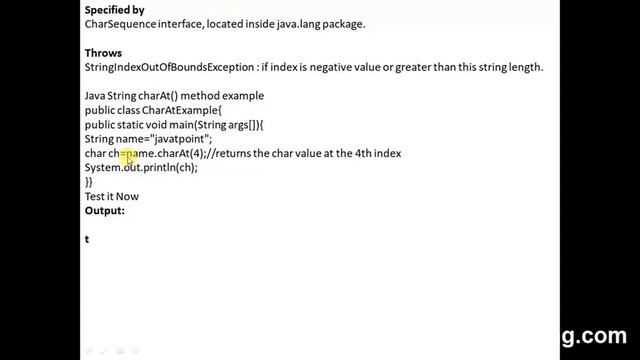 Java string charAt method смотреть онлайн