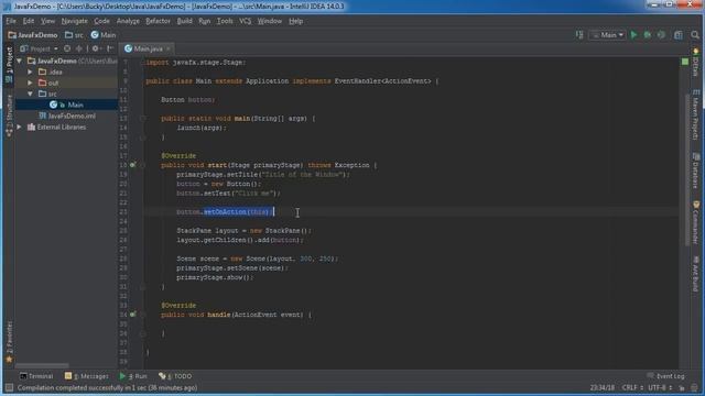 JavaFX Java GUI Tutorial - 2 - Handle User Events смотреть онлайн