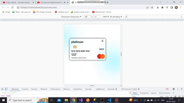 Mastercard using HTML and CSS | Debit Card #htmlcss #htmltutorial #viralvideos #csshovereffect смотреть онлайн