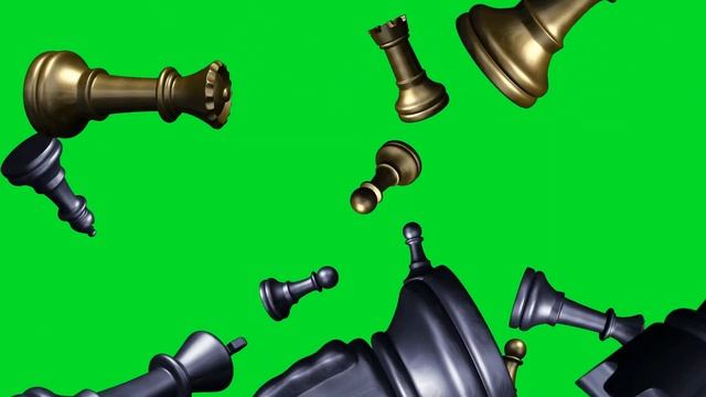 Chess Pieces Flying Gold & Silver Green Screen смотреть онлайн