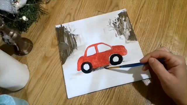 Easy Acrylic Painting| New Year vintage auto| Новогодний ретро-автомобиль|Picture # 48 смотреть онлайн