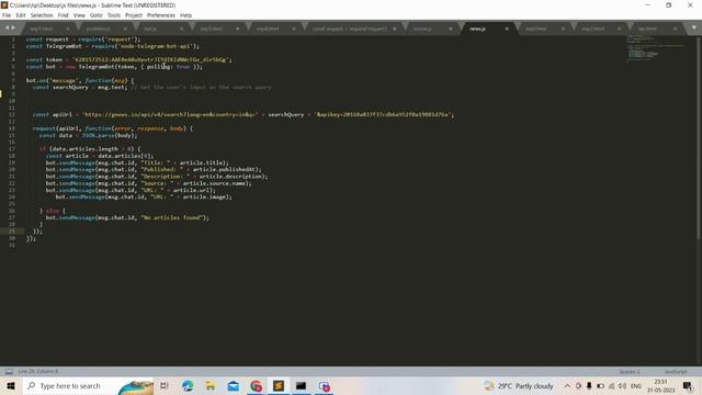 (news details) telegram bot implementation using node js. with the news API смотреть онлайн