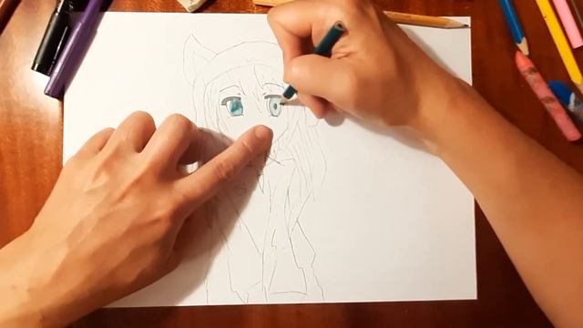 Рисуем аниме для новичков по шагам. Рисуем с подростками аниме. Девочка аниме цветными карандашами. смотреть онлайн