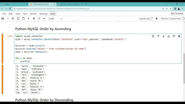 How To Sort MySQL Data in Ascending or Descending Order with "ORDER BY" Statement Using Python смотреть онлайн