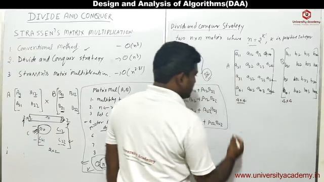 DAA59: Strassen's Matrix Multiplication using Divide and Conquer Method | Strassen's complexity смотреть онлайн
