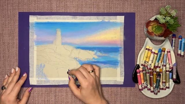 Lighthouse art / Drawing process oil pastels // Маяк / Масляная пастель смотреть онлайн