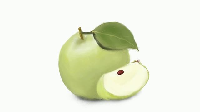 Speed drawing of a green apple - Digital Art with infinite painter смотреть онлайн
