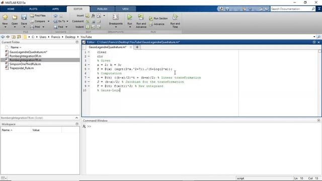 How to simulate Gauss-Legendre Quadrature Rule using MATLAB. смотреть онлайн