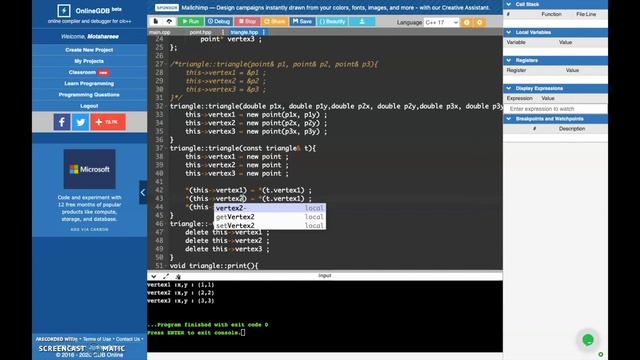 Demo 8.1 Pointers - Triangle Class, Destructor, Copy constructor, Copy Assignment Operator смотреть онлайн
