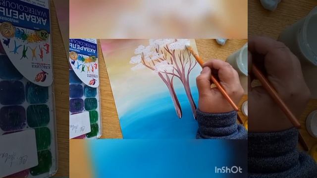 Поняття фону. Простий зимовий пейзаж. Гурток ''Юний художник'', Павлова С.О.