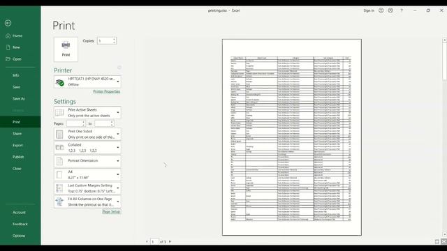 Printing an Excel spreadsheet смотреть онлайн