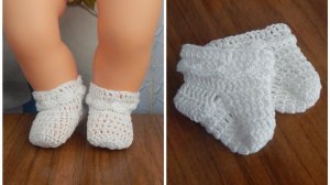 Одежда для кукол крючком. Носочки с рюшами.