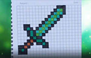 Как нарисовать Меч по клеткам