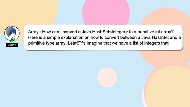 Array : How can I convert a Java HashSet Integer to a primitive int array? смотреть онлайн