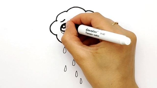 Как нарисовать Тучку с дождиком. Draw easy a cute kawaii cloud. Рисуем простые рисунки #243 смотреть онлайн