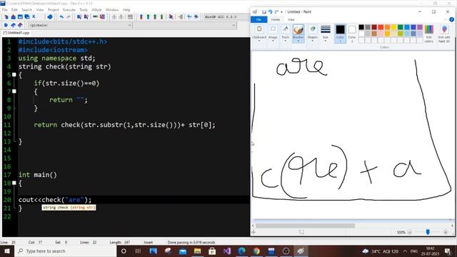 C++ program to reverse a string by using recursion смотреть онлайн