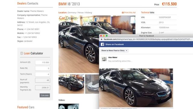 CarDealer - Automotive WordPress theme: sharing the Ad to Facebook смотреть онлайн