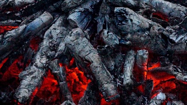 Костёр ненавязчиво горит ночью, пение птиц для сна