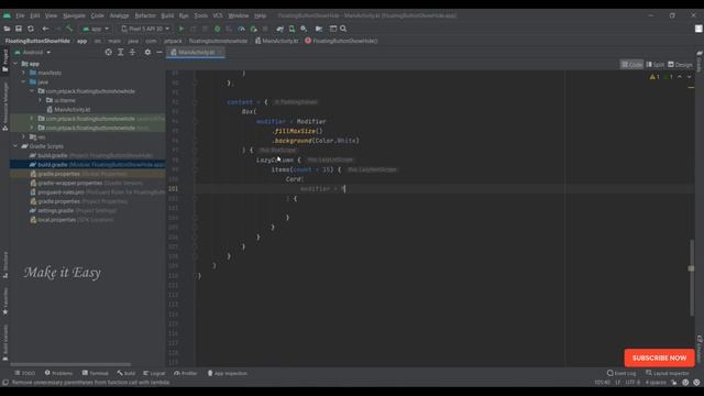 When Scrolling Floating Acting Button Show/Hide in Jetpack Compose | Android | Kotlin | Make it Eas смотреть онлайн