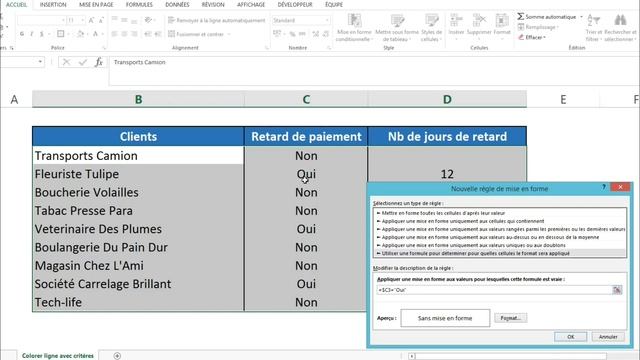 EXCEL - SURLIGNER UNE LIGNE SELON LE CONTENU D'UNE AUTRE CELLULE (Mise en forme selon contenu) смотреть онлайн