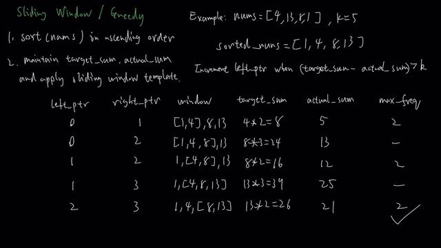 Leetcode 1838. Frequency of the Most Frequent Element | C++ | English смотреть онлайн