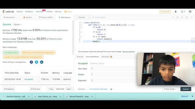 Fibonacci Number Leetcode Problem 3 different way to solve it using Python code смотреть онлайн