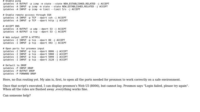 Unix & Linux: Proxmox shows "Login failed, please try again" when I apply my iptables rules смотреть онлайн