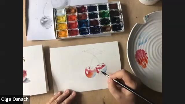 Painting SUMMER CHERRIES with "Color of Water" creation studio. Record of Life stream in Russian. смотреть онлайн