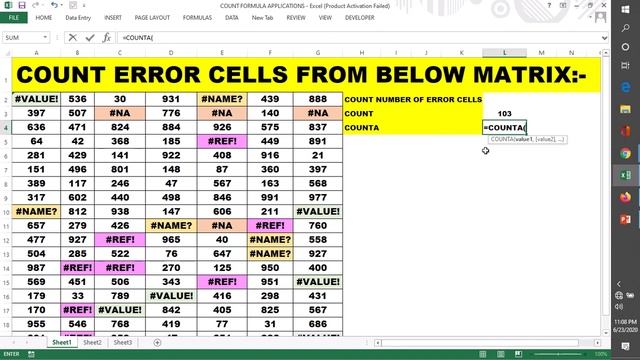 HOW TO COUNT NUMBER OF ERRORS IN OUR DATA | COUNT FORMULA APPLICATION | EXCEL MIS INTERVIEW QUESTIO смотреть онлайн