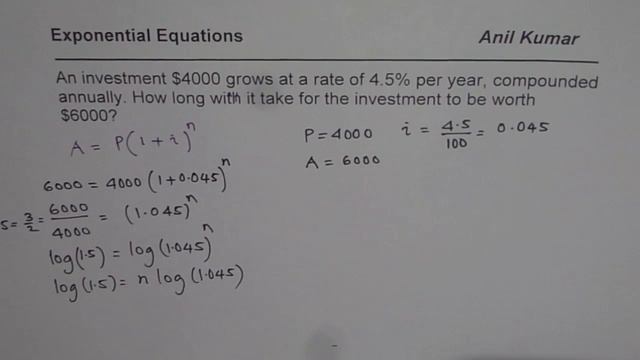 Use Logarithms to Find Annual Compound Interest Investment Growth Time смотреть онлайн