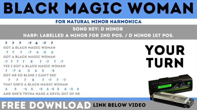 Natural Minor Harmonica Lesson #6: Black Magic Woman play-along + free harmonica tabs смотреть онлайн