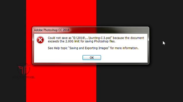 FIX!! ( Because the document exceeds the 2.00G limit for saving Photoshop files. ) смотреть онлайн