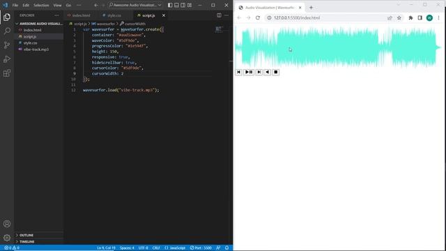 Awesome Audio Visualization HTML CSS Wavesurfer JS смотреть онлайн