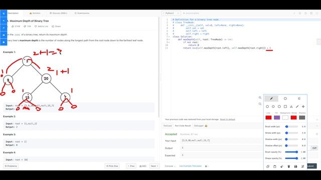 LeetCode 104. Maximum Depth of Binary Tree Python and Javascript смотреть онлайн