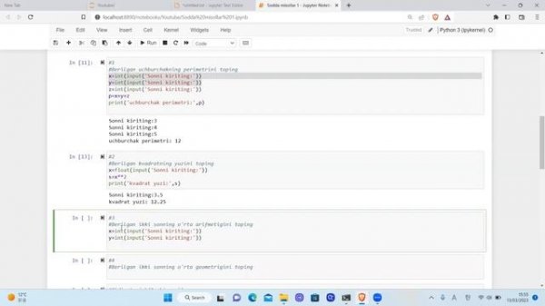 5 dars, O'zgaruvchilar va matematik amallar yordamida misollar yechish