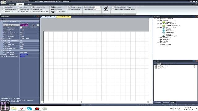 Construct 2 - Урок 1 ::: Основы управления и создания объектов