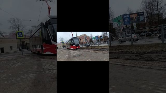 Новые трамваи уже на линии! Трамвай 71-911ЕМ «Львёнок» (Вагон 187) | Маршрут 8 смотреть онлайн