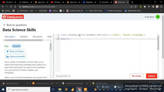 Data Science Skills sql | Data Lemur | easy | SQL смотреть онлайн