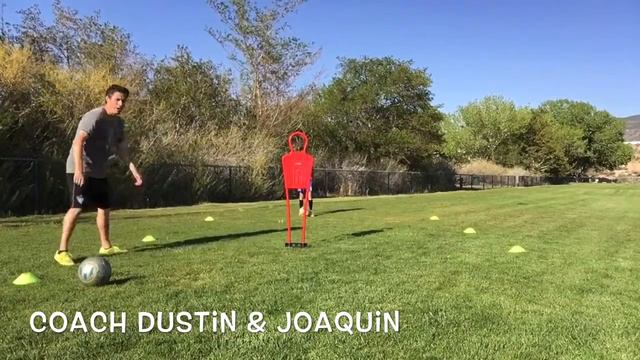 How to do a Stepover-Scissors-Carry Soccer move against a stationary defender. смотреть онлайн