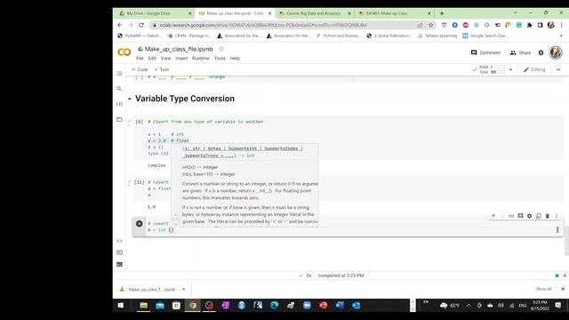 1 Python Google Colab Variable Type Conversion смотреть онлайн