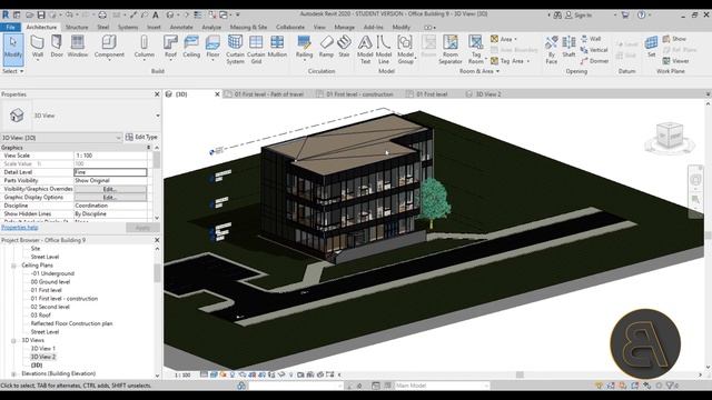 Office Building in Revit Ceiling plan, exterior Part 9 смотреть онлайн