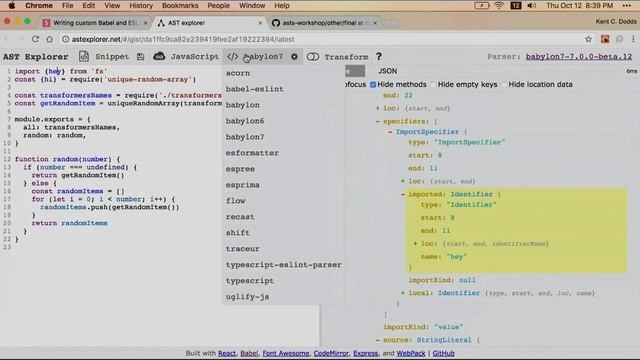 Writing Custom Babel & ESLint Plugins - Kent C. Dodds смотреть онлайн
