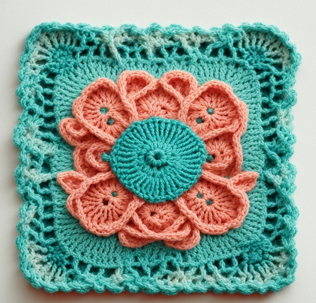 Вязаные квадратные мотивы, созданные с помощью нейросети. смотреть онлайн