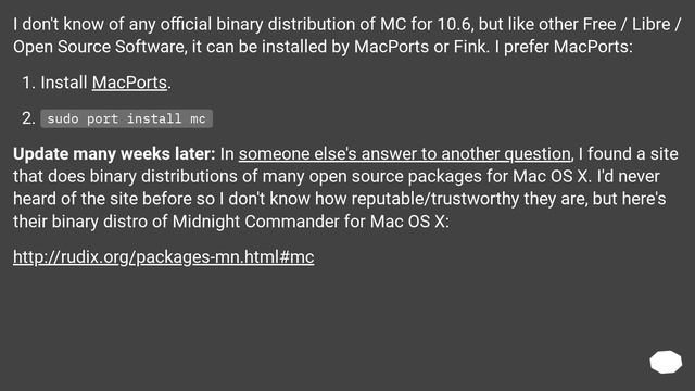 Midnight Commander (MC) installer for Mac OS X смотреть онлайн