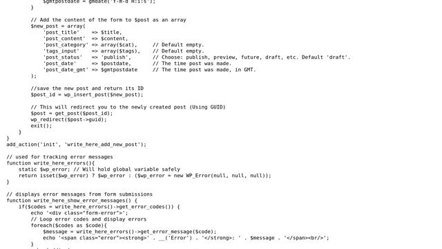 Wordpress: WP_Error with multiple form validation message смотреть онлайн